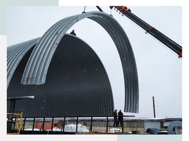 Полукруглые ангары в Мариинске